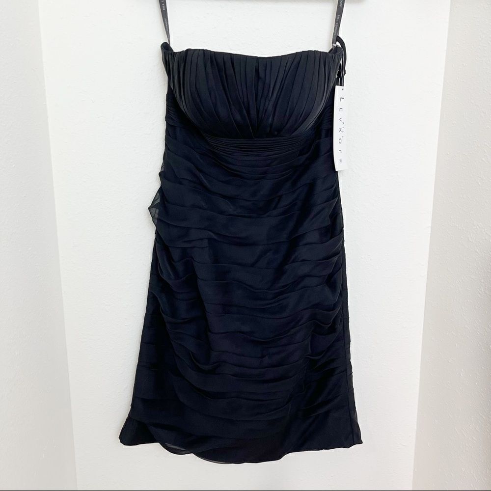 NWT Bill Levkoff Strapless Black Mini Dress